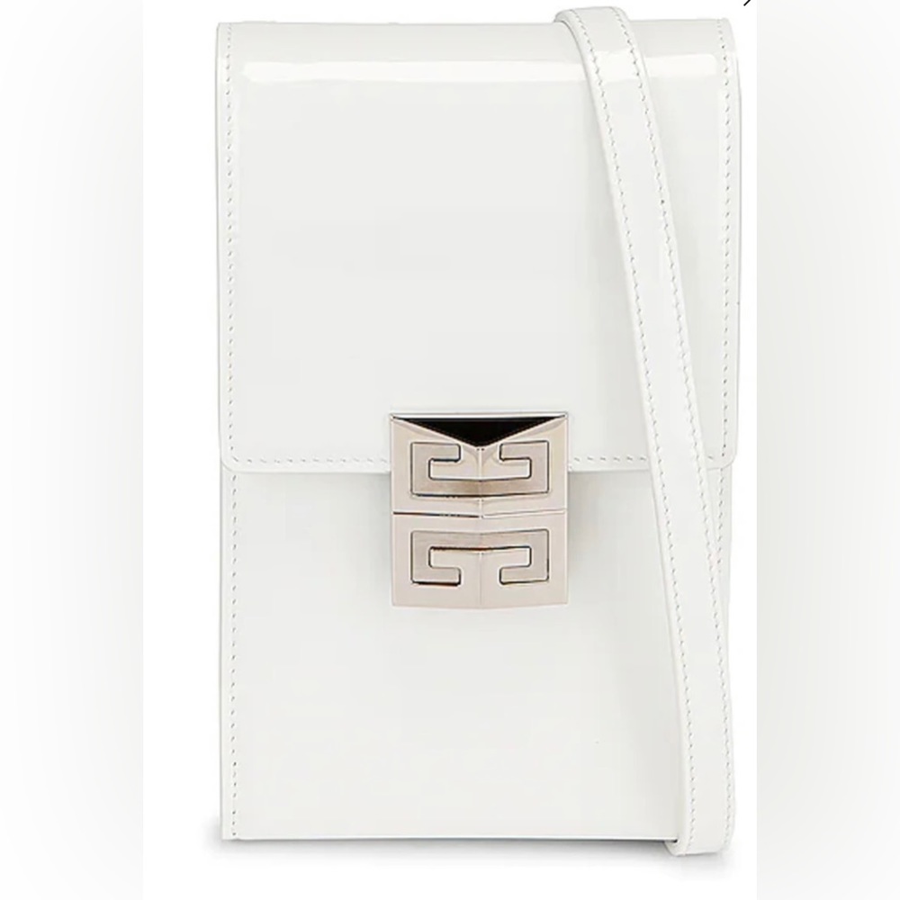 Givenchy white patent leather cross body purse, brand new/never used!